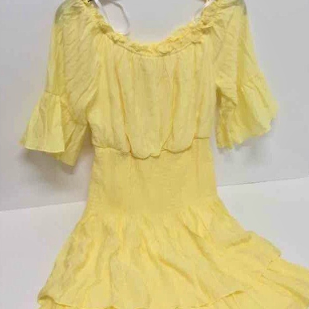 Premier Amour Fit and Flare On/Off Shoulder Smocked Waist Tiered Dress Sz 12